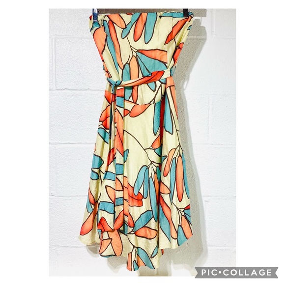 Glam Strapless Tropical MIDI Dress Size Medium - Picture 3 of 7